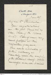 Nachlass Franz Steindachner, Brief von Alexander Agassiz an Franz Steindachner (01.06.1909), Inv.Nr. 2.09, Seite 1